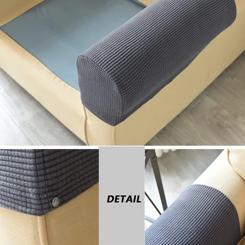 Vista 4 de Fundas de poliéster de alta elasticidad para reposabrazos de sofá, fundas impermeables para muebles, tela de elastano antimanchas, juego de 2