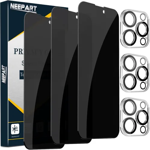 Vista 8 de Paquete de 3 protectores de pantalla de privacidad para iPhone 14 Pro Max [6,7 pulgadas], protección de sensor, compatible con Dynamic Island
