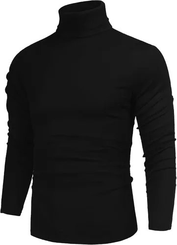 Vista 19 de Poriff - Suéter de cuello de tortuga térmico, de punto, liviano, casual, con corte entallado, para hombre Albaricoque