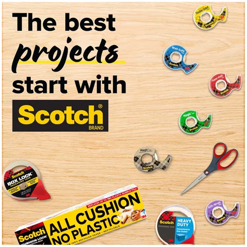 Vista 10 de Scotch Cinta segura para pared, 1 rollo dispensador, cinta extraíble segura para pared, para colgar fotos, arte, decoración, 3/4 pulgadas x 650