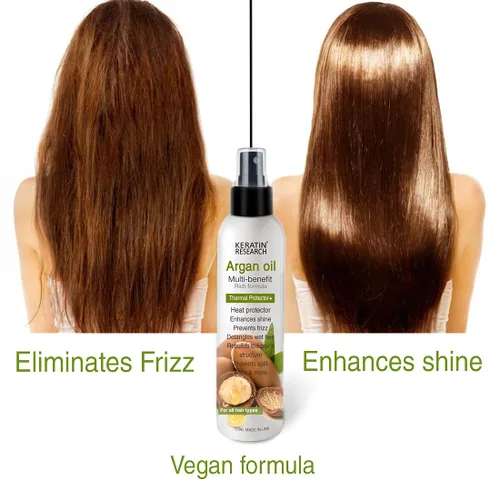 Vista 2 de KERATIN RESEARCH Tratamiento de queratina brasileña para alisar y alisar el cabello con protección térmica, aceite de argán, queratina queratina