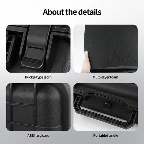 Vista 4 de Estuche rígido de transporte con hoja de espuma en forma de cubo pre-perforada en línea para joyería, reloj de pulsera, electrónicos