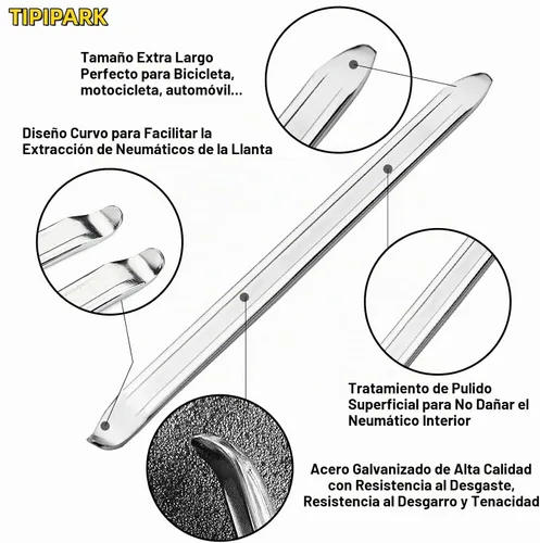 Vista 5 de Palancas de neumáticos de bicicleta, cucharas de neumáticos de motocicleta, juego de hierro, herramientas de cambio de neumáticos de motocicleta