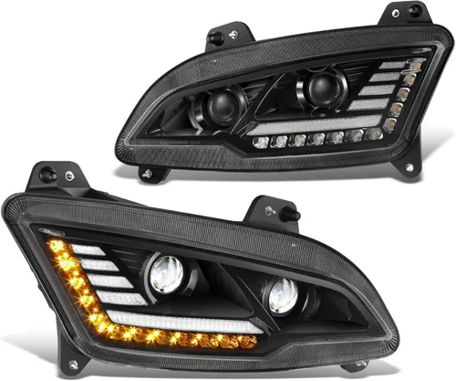 Vista 11 de DNA MOTORING HL-HAY-013-BK - Par de anillos de halo LED duales, señales de giro secuenciales, faros delanteros para proyector de haz alto/bajo, Negro