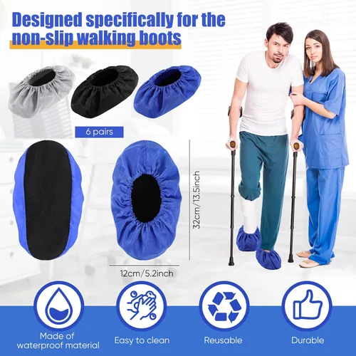 Vista 2 de Mepase 12 Piezas de Funda para Botas de Caminar con Fractura, Funda para Pies Reutilizable Impermeable Antideslizante para Botas de Caminar