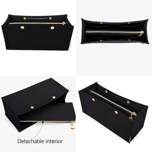 Vista 3 de LEXSION Organizador de fieltro para bolso, organizador de bolso con bolsillo desmontable con cremallera para ONTHEGO GM, 3 tamaños 8034, negro