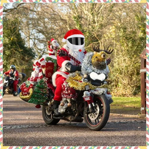 Vista 6 de Fundas de casco de motocicleta de Navidad - Santa Claus Decoración de casco de Navidad Paseos divertidos