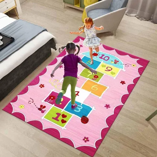 Vista 7 de Alfombra Hopscotch para niños, alfombra antideslizante divertida y educativa, alfombra de juego para dormitorio, guardería, sala de juegos, regalo