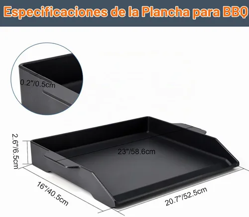 Vista 2 de Criditpid Plancha universal de hierro fundido grande con paredes laterales extra altas para parrillas de gas, carbón, parrilla Blackstone de 20
