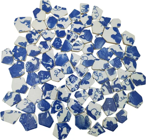 Vista 19 de Azulejos de mosaico de cerámica de porcelana de 1.1 libras, azulejos de mosaico irregulares rotos para suelo de manualidades, cocina, piscina