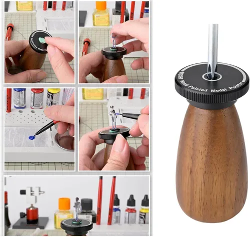 Vista 2 de Gavery 360Degree Rotating Paint Wooden Handle with Ball Bearing for Miniature Model Smooth Painting and Detailing Work
