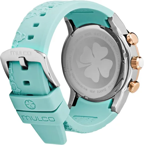 Vista 3 de MULCO Ilusion - Reloj analógico de cuarzo para mujer, detalles de cristal y oro rosa con acabado de perla, resistente al agua, correa de silicona