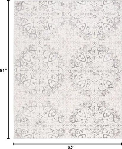Vista 2 de Martha Stewart x SAFAVIEH Collection - Colección de alfombras de área, 5 x 8 pies, marfil y gris, no desprende pelusa y es fácil de limpiar, ideal
