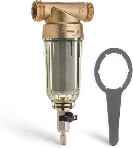 Vista 5 de iSpring WGB21BM Sistema de filtración de agua de 2 etapas para toda la casa, filtros reductores de manganeso de 10 x 4.5 pulgadas, puertos de 1