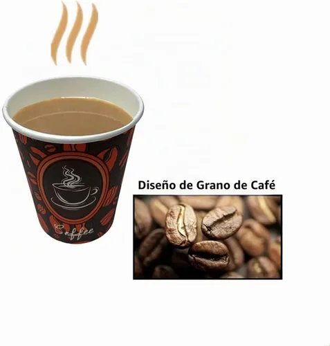 Vista 8 de Tazas de café de papel desechables con tapas, perfectas para té y bebidas calientes, paquete de 100 (8 onzas, diseño de grano de café)
