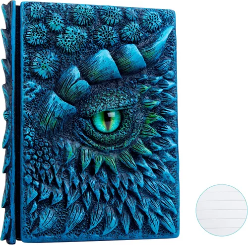 Vista 14 de Diario 3D en relieve de ojo de dragón en relieve, cuaderno grabado de resina, cuaderno Dnd para los amantes de los dragones, papel en blanco, bloc