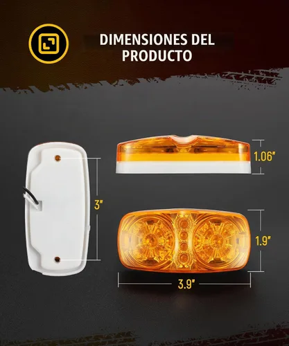 Vista 7 de Partsam 4 piezas de mejora de luces de marcador de doble diana ámbar con 16 LED, con reflector y copa, luces de posición laterales con conectores