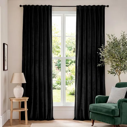 Vista 71 de Lazzzy Cortinas opacas de terciopelo beige de 84 pulgadas de largo con aislamiento térmico para oscurecer la habitación, cortinas forradas de lujo