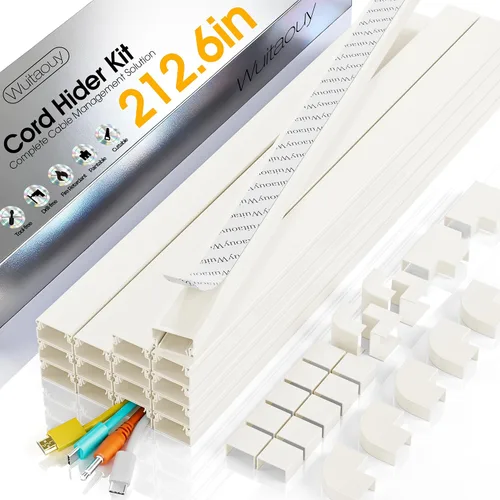 Vista 15 de Ocultador de cable de 56.7 pulgadas, cubiertas de alambre para 1 cable en la pared, cubiertas de cable de alta calidad para cables en la pared Blanco