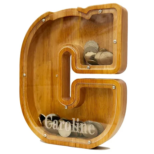 Vista 9 de Alcancía personalizada grande de madera con letras, alcancía de monedas, alcancía personalizada con nombre, puede usarse como regalo de Navidad