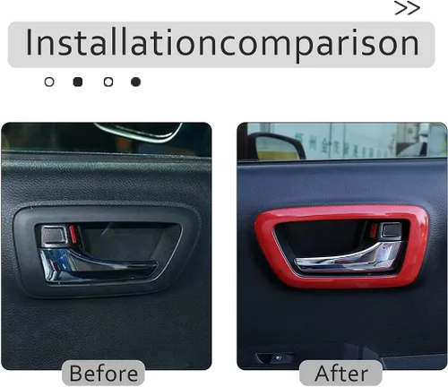 Vista 3 de 4 piezas de ABS para apariencia interior de automóvil, cubierta de panel de manija de puerta compatible con Toyota Tacoma 2016 2017 2018 2019 2020