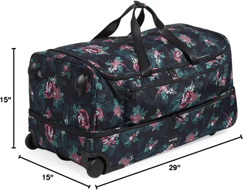 Vista 7 de Vera Bradley Equipaje de lona plegable Lighten Up Reactive Xl reciclado para mujer, Follaje de rosas