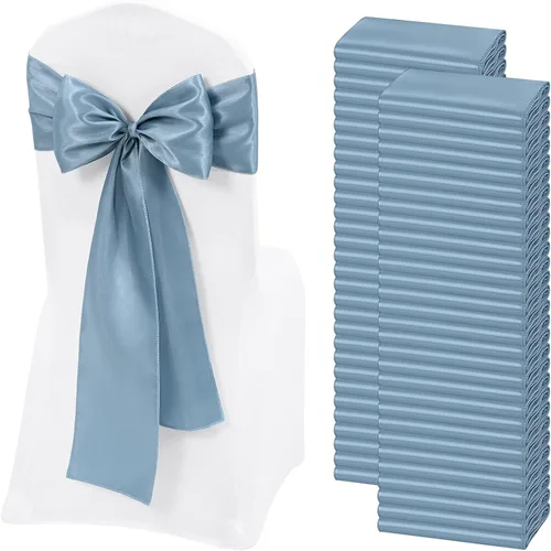 Vista 27 de 60 bandas de satén color burdeos para silla, diseño de lazos, para decoración de sillas de Acción de Gracias, boda, Navidad, banquetes, fiestas
