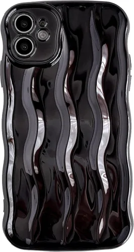 Vista 13 de Caseative Funda para iPhone 11, diseño de ondas rizadas, suave, compatible con iPhone (azul, iPhone 11)