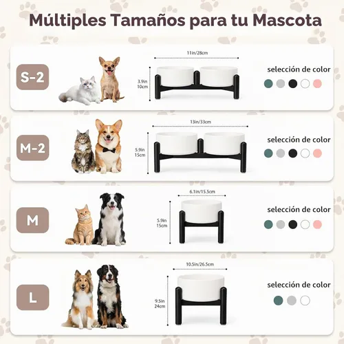Vista 7 de Juego de cuencos elevados de cerámica para perros con soporte, 2 tazas de Negro