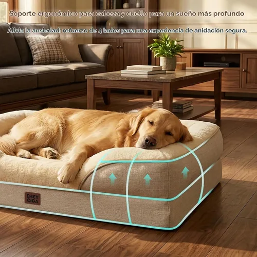 Vista 8 de EHEYCIGA Cama para perro de espuma viscoelástica para tamaño mediano, sofá ortopédico para perro con lados y forro impermeable, sofá cama lavable