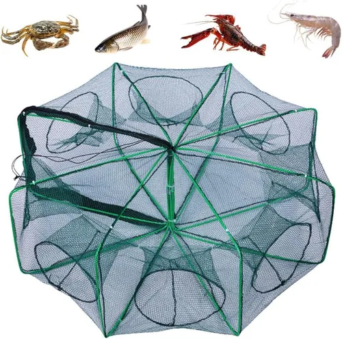 Vista 9 de La trampa de pesca plegable mágica, kit de pesca fortalecida autoplegable, trampa de cebo de pesca, red de pesca portátil para cangrejo, cangrejos