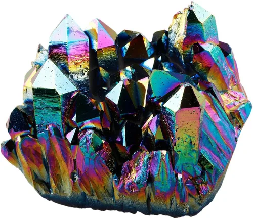 Vista 5 de Rockcloud - Escultura de cristal de cuarzo arcoíris con recubrimiento de titanio, geoda natural, druzy, piedra preciosa para decoración del hogar