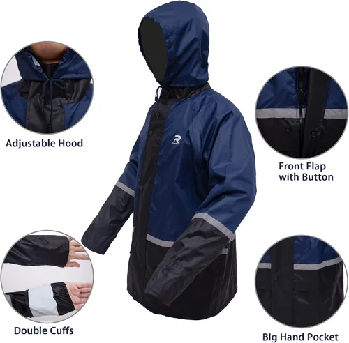 Vista 2 de RainRider Trajes de lluvia para hombre, impermeables, transpirables, resistentes al agua, impermeables, con pantalones