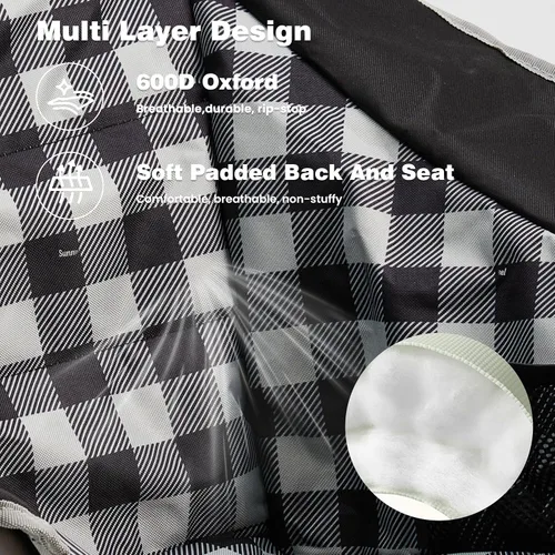 Vista 3 de SUNNYFEEL Sillas de campamento resistentes para adultos, silla plegable portátil de gran tamaño con bolsillos laterales y hueco para tazas