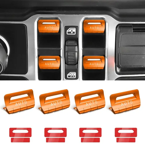 Vista 19 de Cubierta de botón de interruptor de ventana de metal para Jeep Wrangler JK JKU 2018 2017 2016 2015 2014 2013 2012 2011, accesorios para interiores