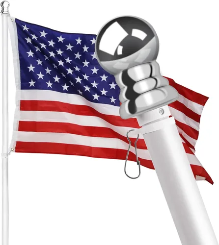 Vista 15 de HOOPLE Soporte para asta de bandera para casa exterior, soporte de aluminio resistente para bandera y soporte de montaje para asta de bandera