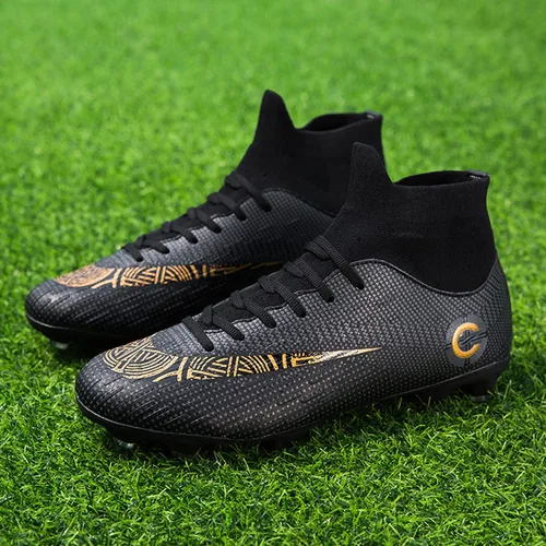 Vista 3 de HHY Zapatos de fútbol para hombre con tacos de fútbol con cordones y puntas antideslizantes