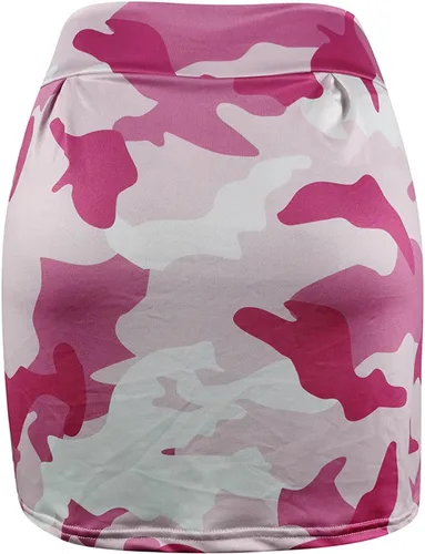 Vista 4 de UOFOCO Falda deportiva plisada elástica para mujer, pantalón corto de entrenamiento de camuflaje para correr, golf