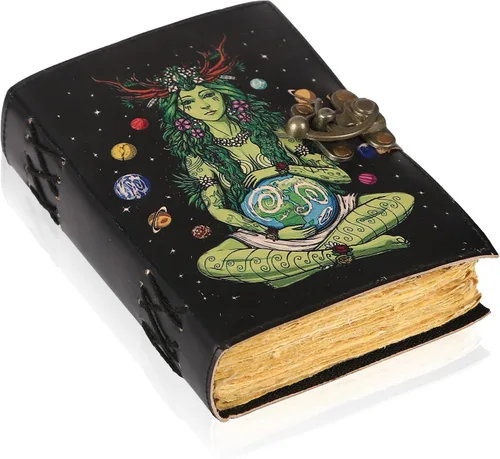 Vista 11 de Book of Spells - Diario encuadernado en cuero con papel de borde irregular, grimorio, diario impreso del Tercer Ojo, suministros de brujería