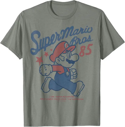 Vista 34 de Nintendo Super Mario Brothers '85 Vintage Stars - Camiseta Gris Oscuro