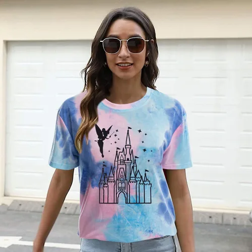Vista 6 de Camisa Mágica para Mujer, Playera del Reino Mágico, Playera de Vacaciones Familiares, Camiseta del Castillo, Cree en la Magia, Tops para Viaje