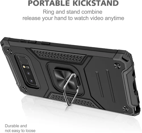 Vista 4 de YmhxcY Funda para Galaxy Note 8, funda para Galaxy Note 8 con protector de pantalla curvado 3D, fundas de grado armadura con soporte giratorio