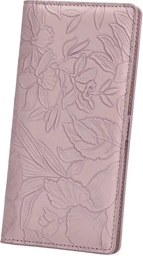 Vista 10 de FALAN MULE Cartera delgada ultrafina para mujer, de cuero plegable, bloqueo RFID, tarjetero de diseño, Negro