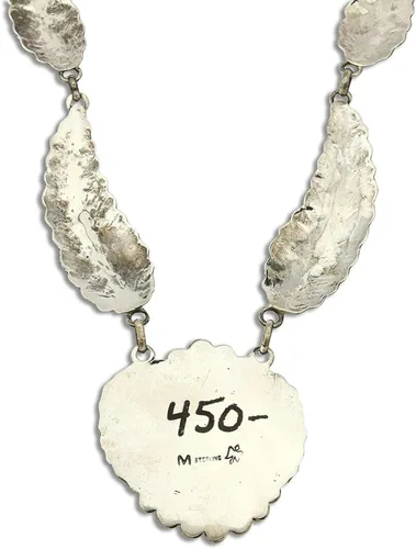 Vista 3 de Collar Navajo Montoya para mujer, color turquesa natural, plata maciza .925, turquesa