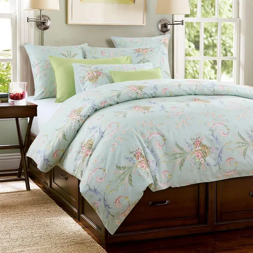 Vista 6 de ABREEZE Juego de funda de edredón tamaño individual con cierre de botón, 100% algodón egipcio, juego de ropa de cama floral de granja, color rosa, 3