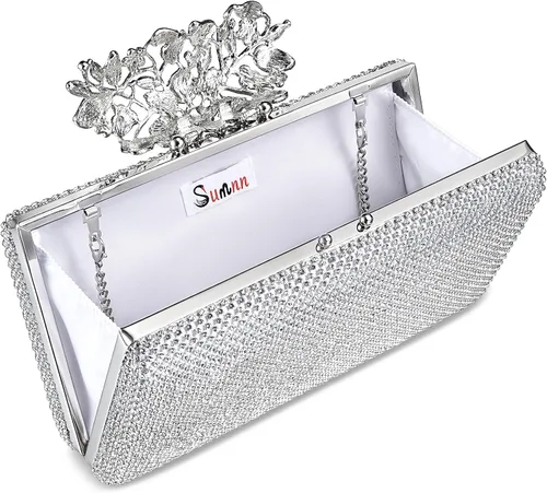 Vista 7 de Bolsos de noche brillantes para fiesta, para invitados de boda, monederos formales