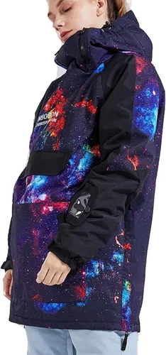 Vista 10 de Chaqueta anorak de esquí para mujer, impermeable, resistente al viento, cálido, para snowboard, abrigo de invierno con capucha