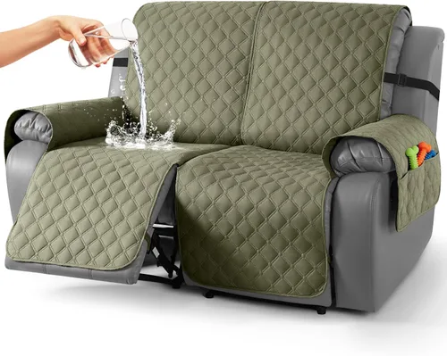 Vista 15 de TAOCOCO Fundas reclinables 100% impermeables, con correas para las piernas, funda de sofá reclinable reversible para silla reclinable, protector