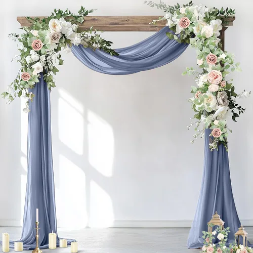 Vista 13 de Socomi Tela para Arco de Boda 1 Panel 29" x 19 Pies Gasa Chifón Transparente Azul Bebé Cortinas 6 Yardas para Ceremonia de Boda Decoración de Fiesta