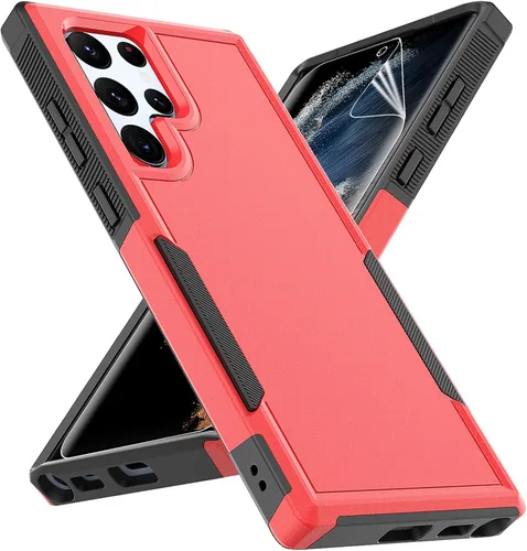 Vista 12 de Funda para Samsung Galaxy S22 Ultra: funda protectora de doble capa resistente para teléfono celular, a prueba de golpes, con protector de pantalla